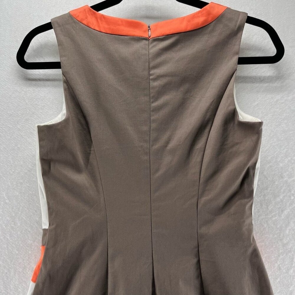 Chopin Dress Size 42 US 6 Sheath Striped Sleeveless Stretch Cotton White Orange - Picture 5 of 11